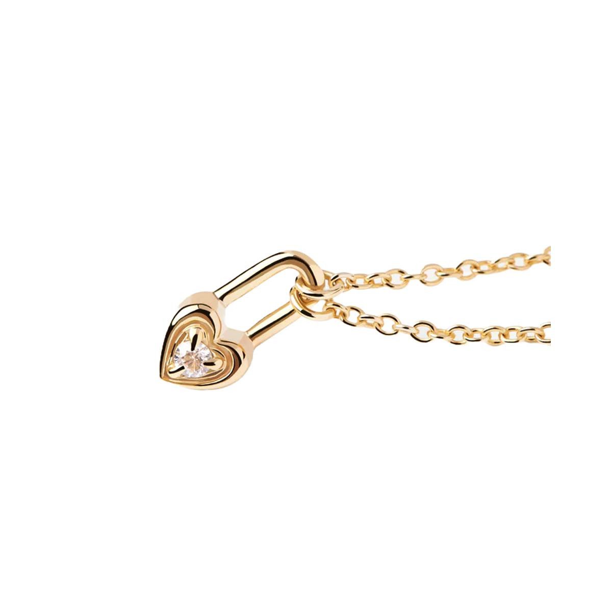 PDPAOLA Collier - Cadenas Cœur - en argent plaqué or - CO01-510-U