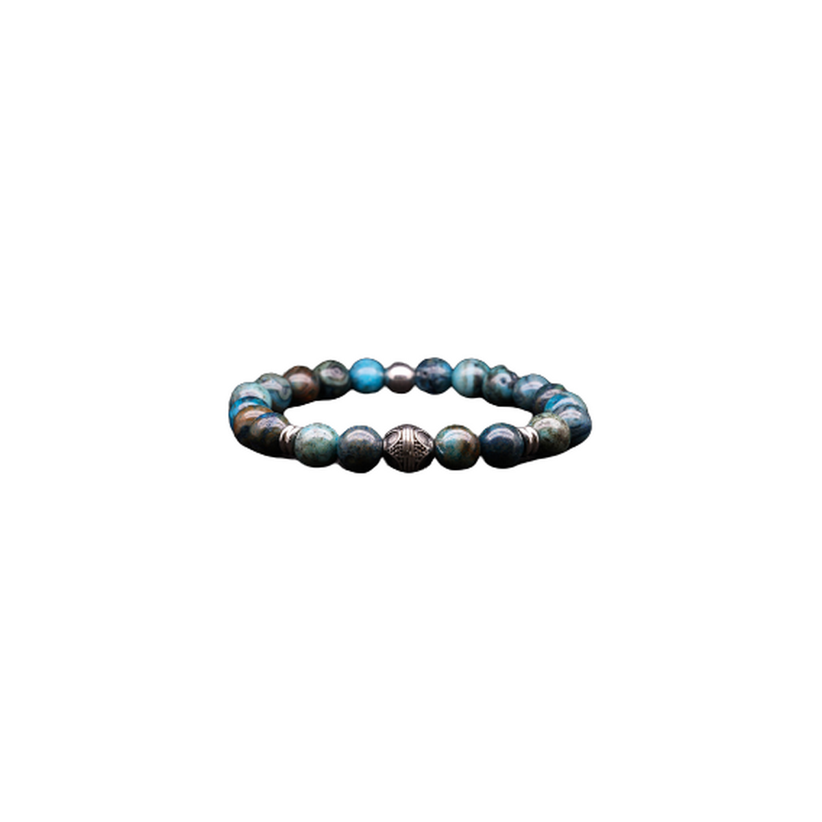 Bracelet Homme perles agate bleu"Halcyon"
