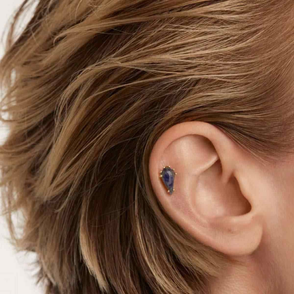 PDPAOLA Piercing - Gemstones - en argent doré PDPAOLA Piercing - Akiro Sodalite - en argent plaqué or - PG01-678-U