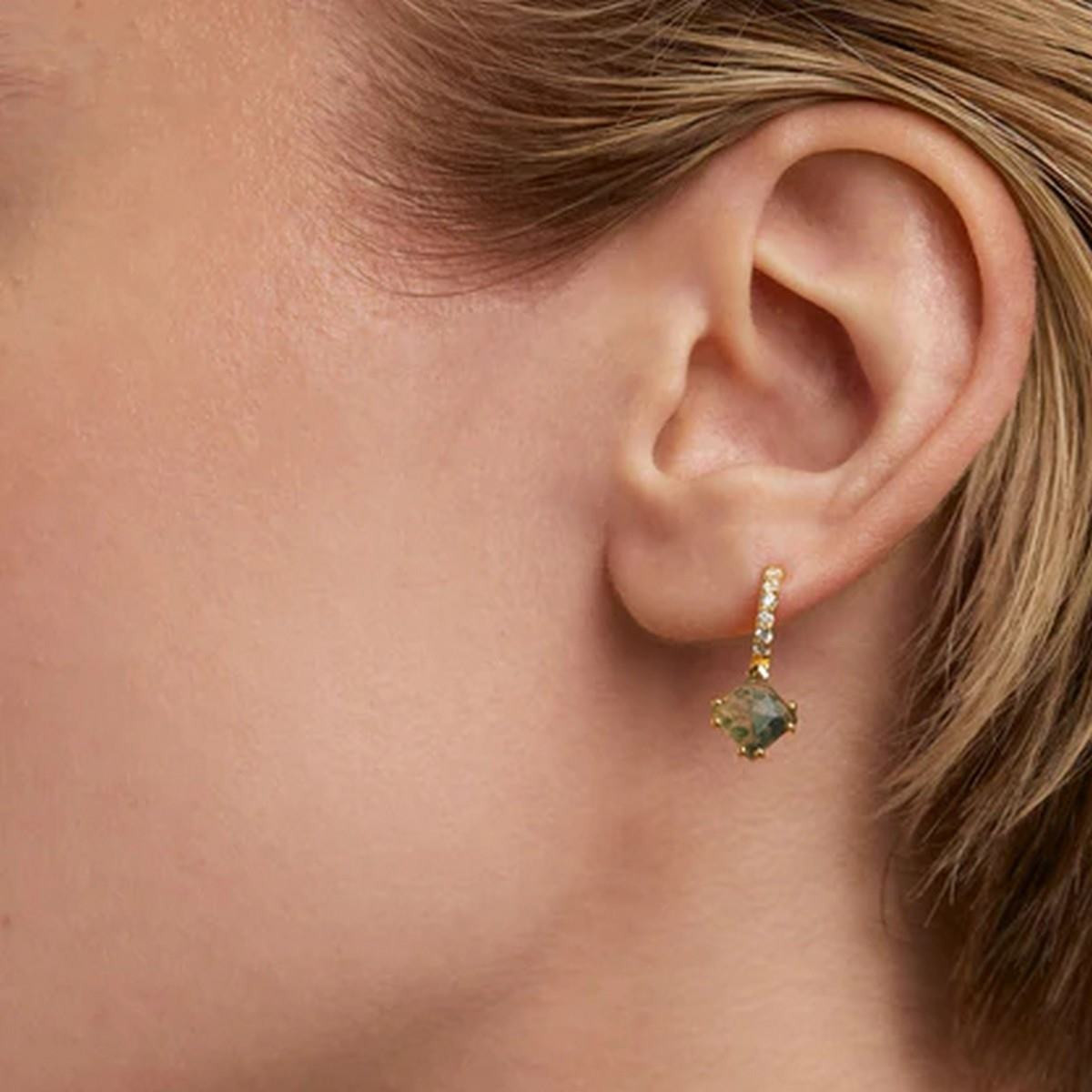 PDPAOLA Piercing - Fuji Agate Mousse - en argent plaqué or - PG01-686-U