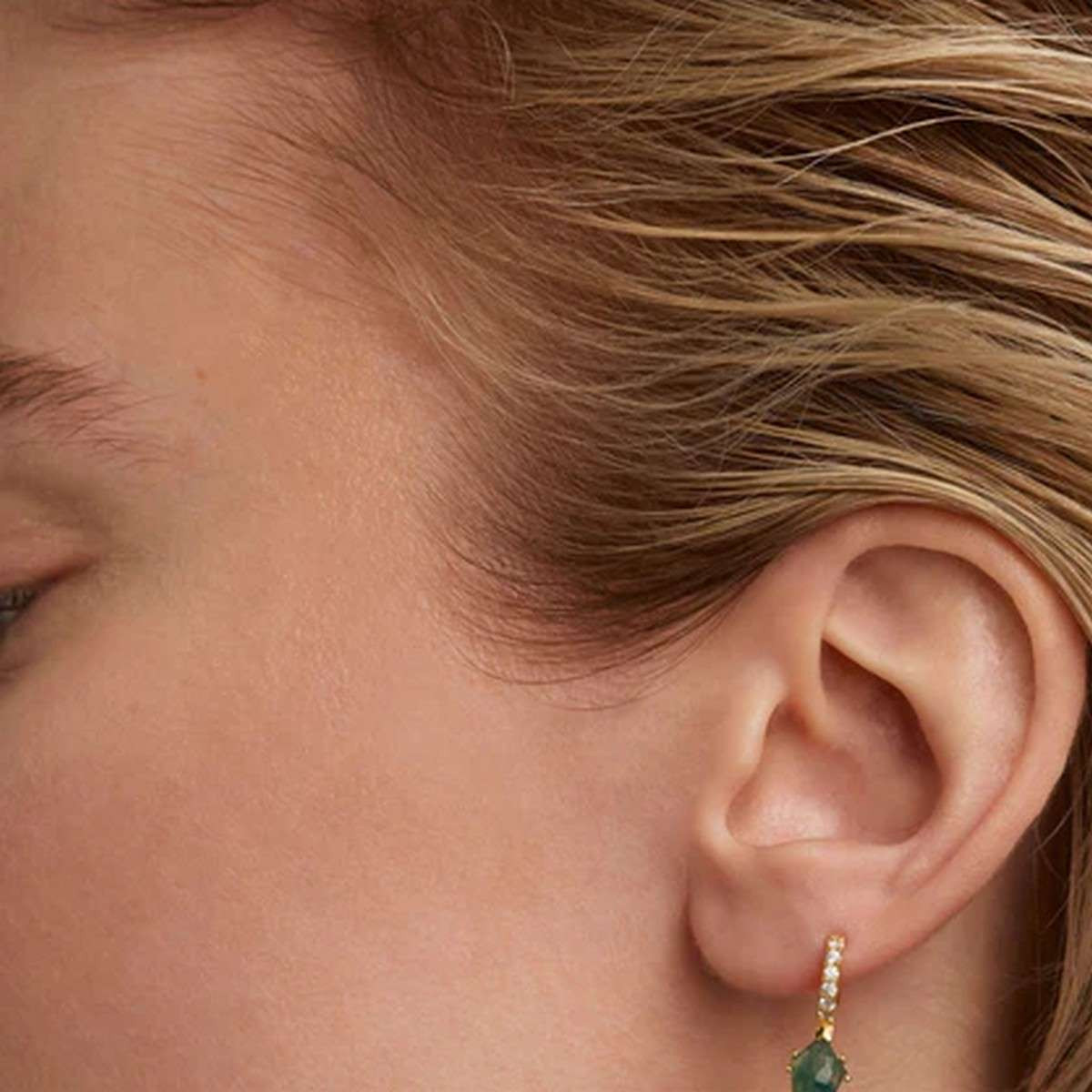 PDPAOLA Piercing - Gemstones - en argent doré PDPAOLA Piercing - Naoki Agate Mousse - en argent plaqué or - PG01-696-U