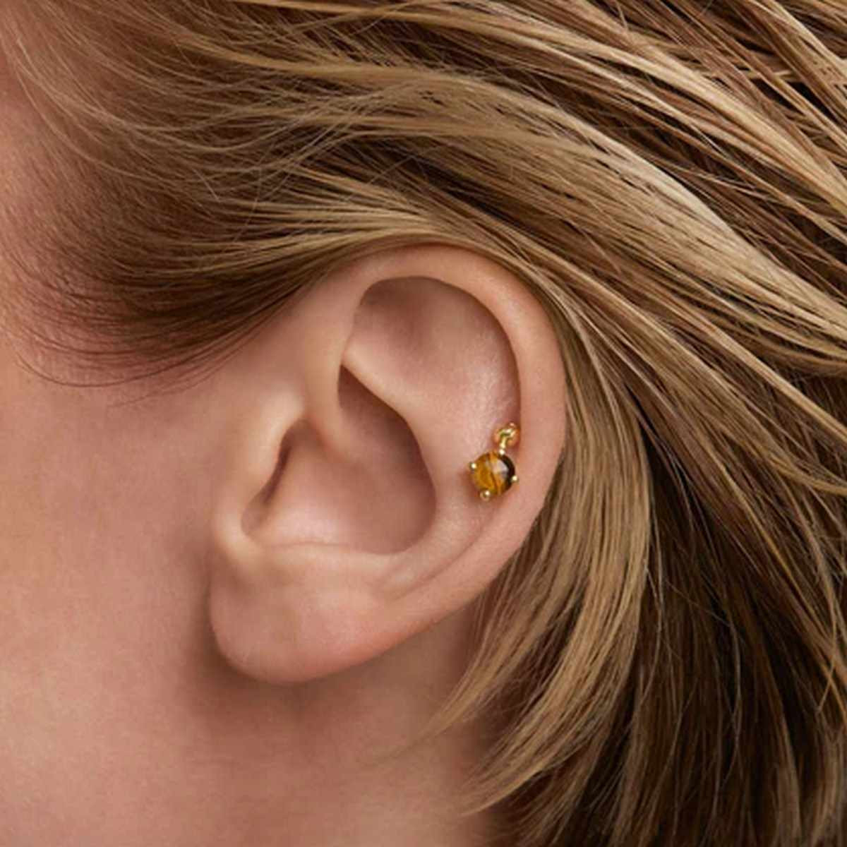 PDPAOLA Piercing - Kimi œil-de-tigre - en argent plaqué or - PG01-707-U