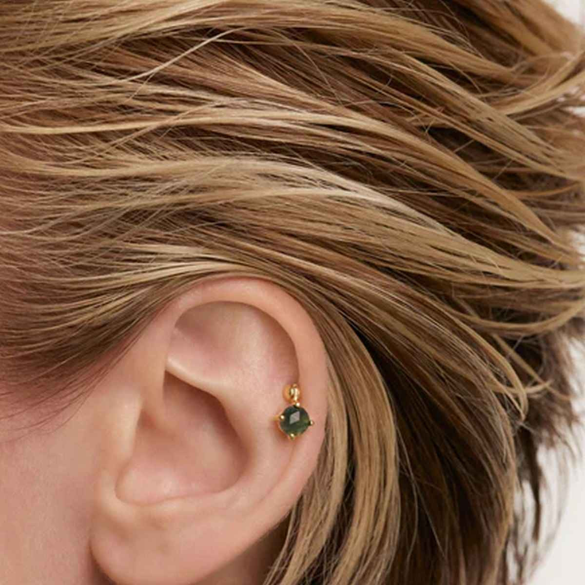 PDPAOLA Piercing - Gemstones - en argent doré PDPAOLA Piercing - Kimi Agate Mousse - en argent plaqué or - PG01-711-U