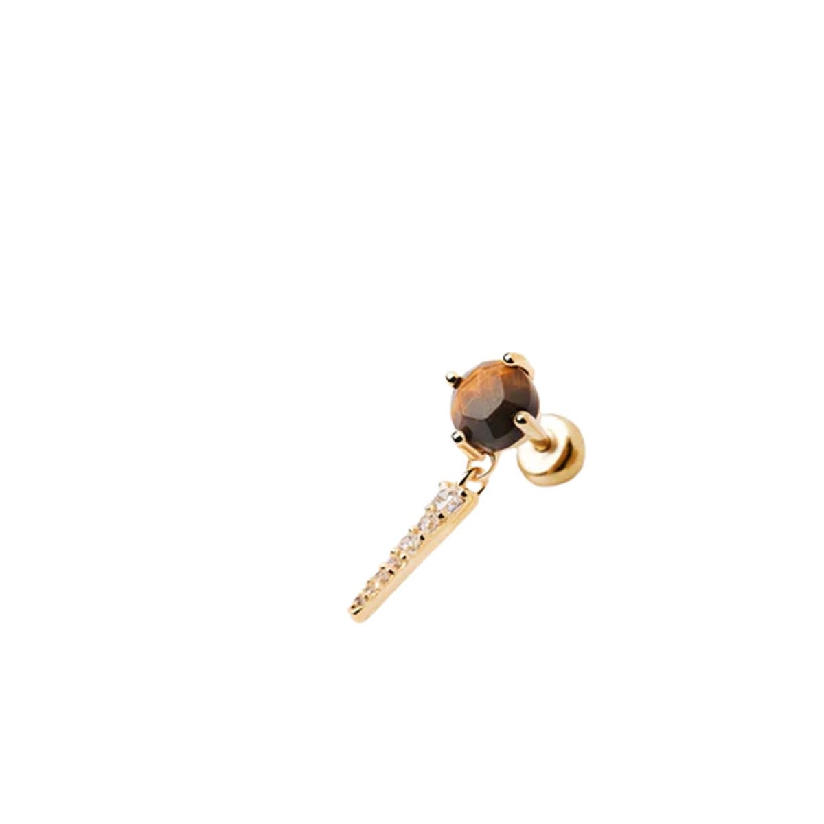 PDPAOLA Piercing - Gemstones - en argent doré PDPAOLA Piercing - Yoki œil-de-tigre - en argent plaqué or - PG01-717-U
