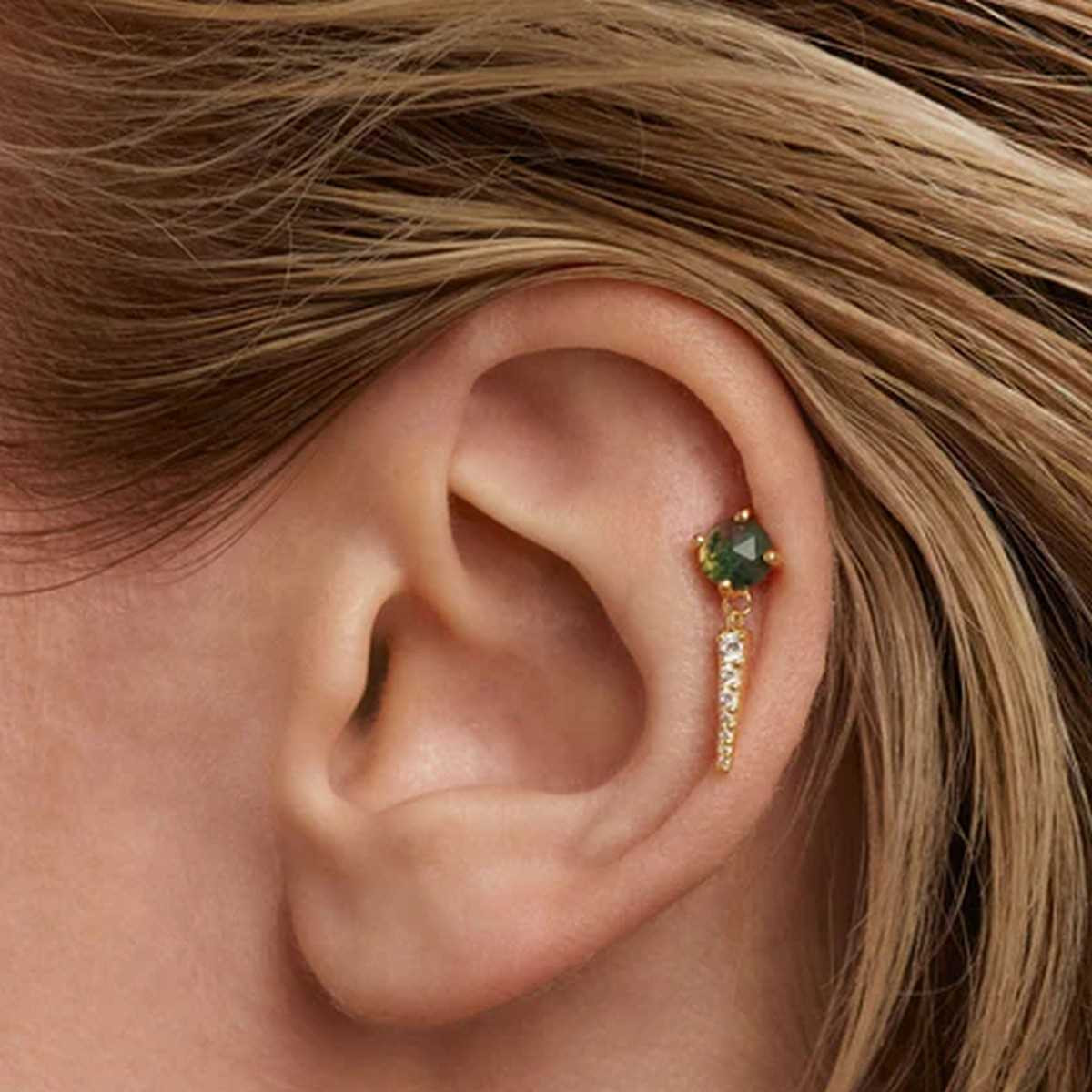 PDPAOLA Piercing - Gemstones - en argent doré PDPAOLA Piercing - Yoki Agate Mousse - en argent plaqué or - PG01-721-U