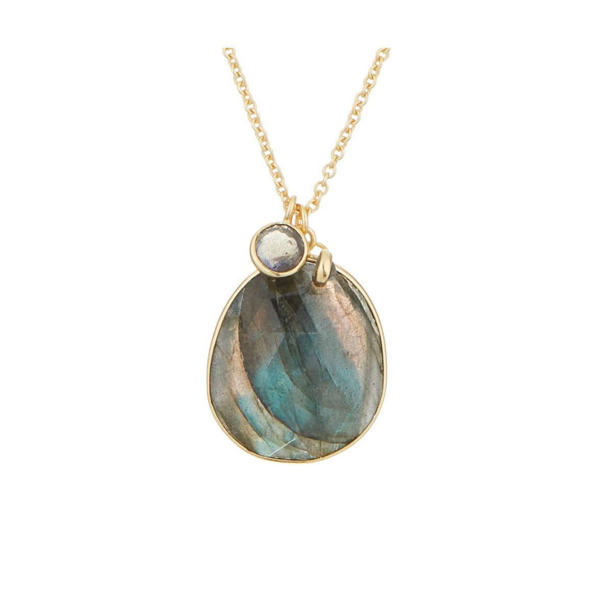 Collier "Célestine" Labradorite Collier Labradorite Laiton doré"Nyctalis"