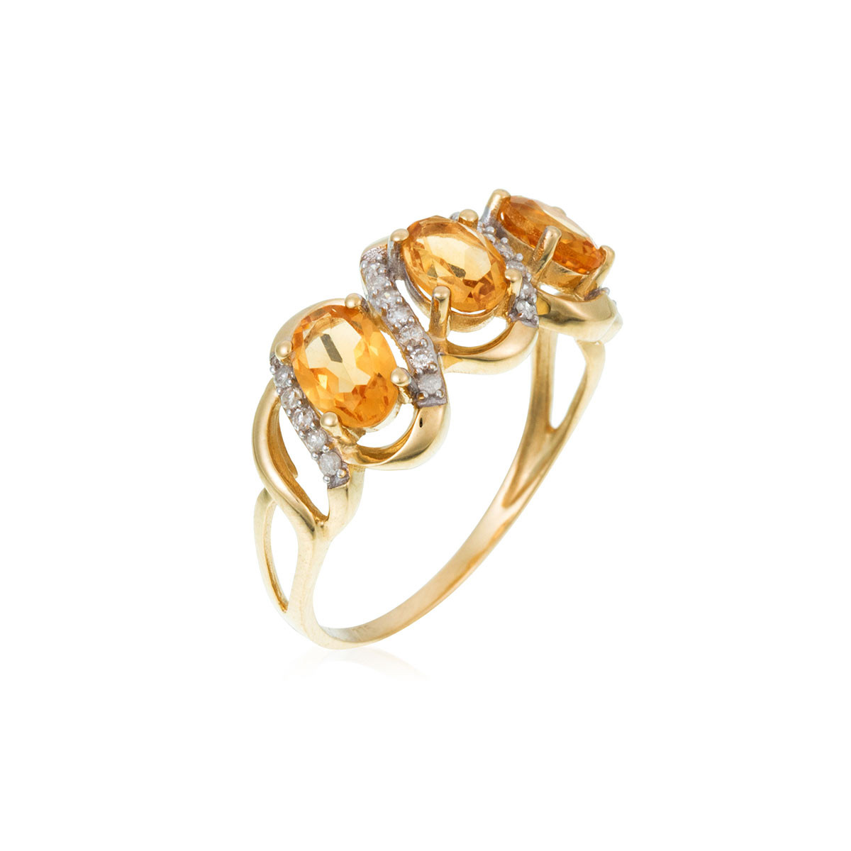 Bague "Aklan" Or jaune, Citrine et Diamants