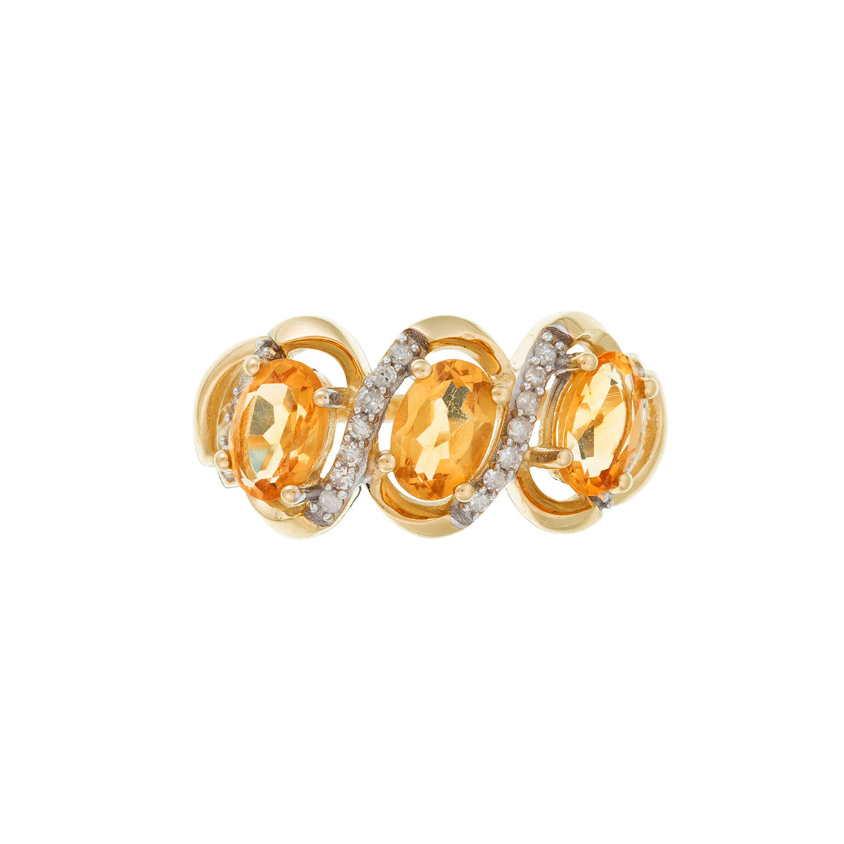 Bague "Aklan" Or jaune, Citrine et Diamants