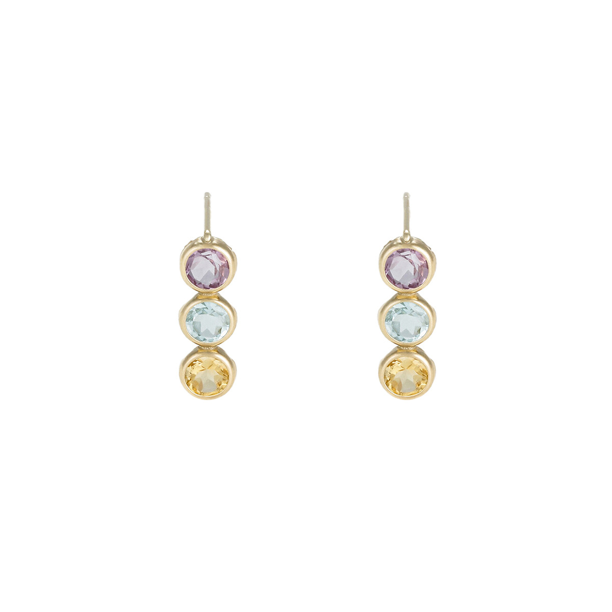 Boucles d'oreilles Or jauneet pierres Boucles d'oreilles Or jaune et pierres précieuses