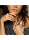 Bague dorée "Ella" Labradorite grise