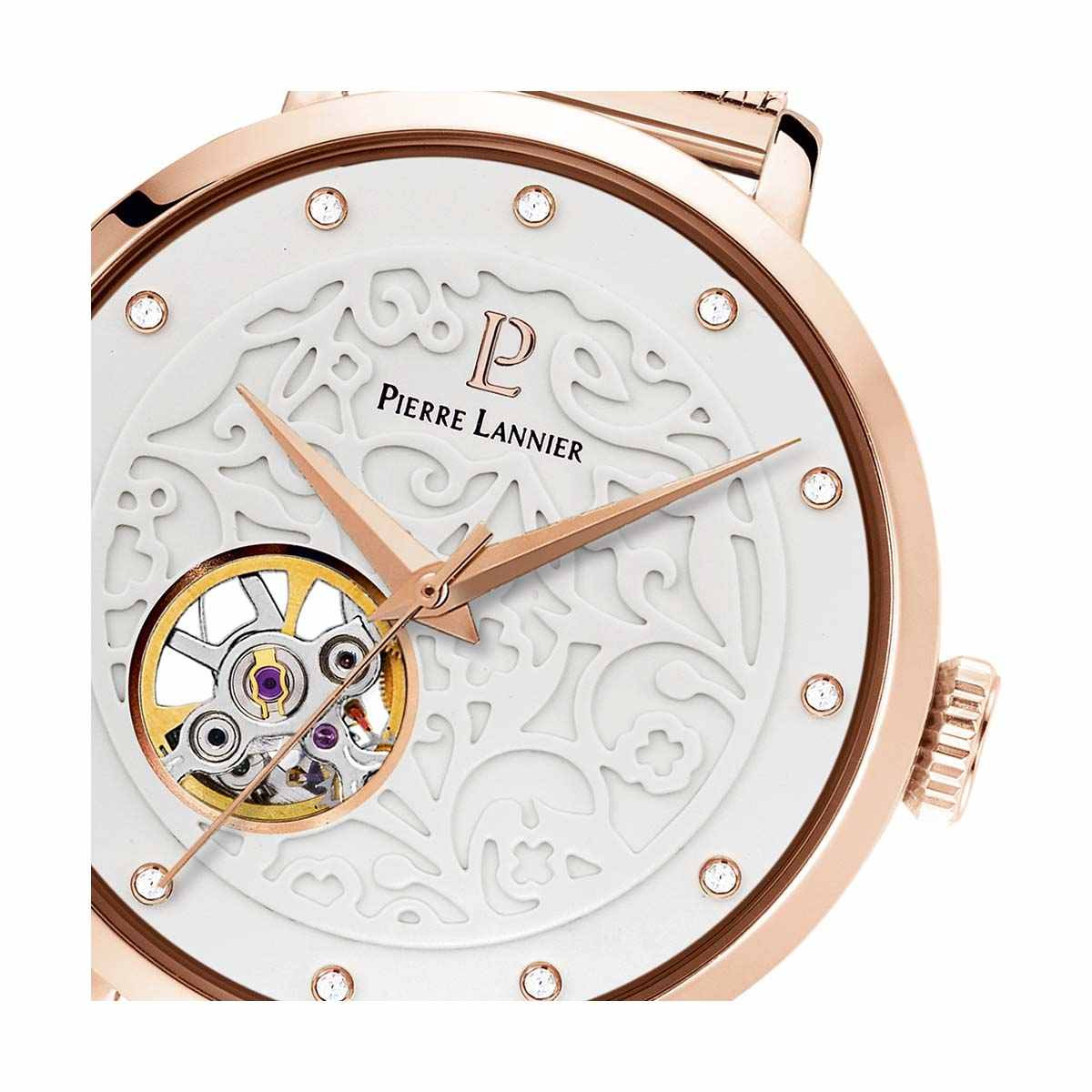 Montre Pierre Lannier femme coeur ouvert automatique doré rose 310F908