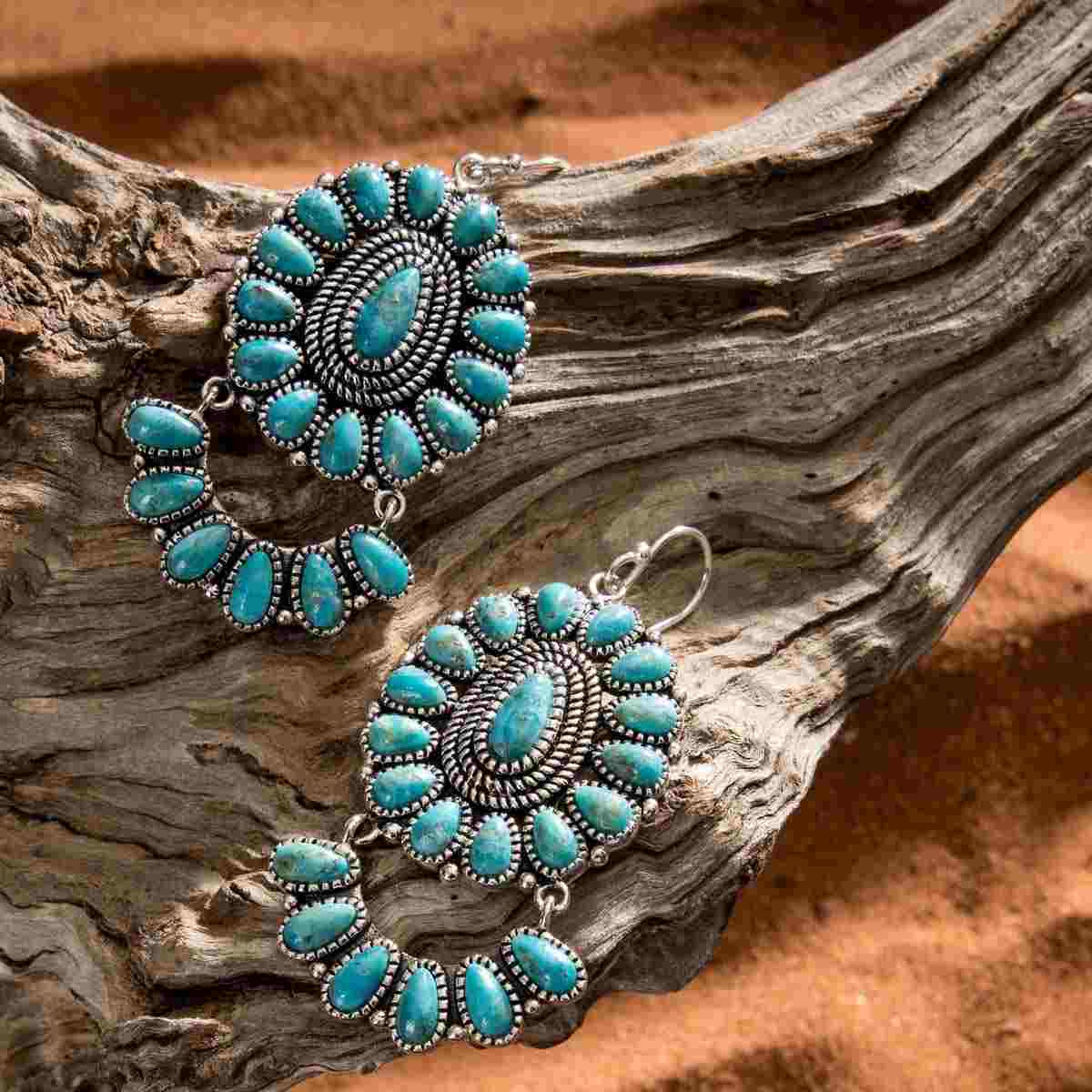 Boucles d'oreilles argent massif et pierre naturelle Boucles d'oreilles "Viñedo" Turquoise 11,69/40 et Argent Massif 925/1000