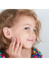 Boucles d'oreilles enfant "Papillon Rose" Or Jaune