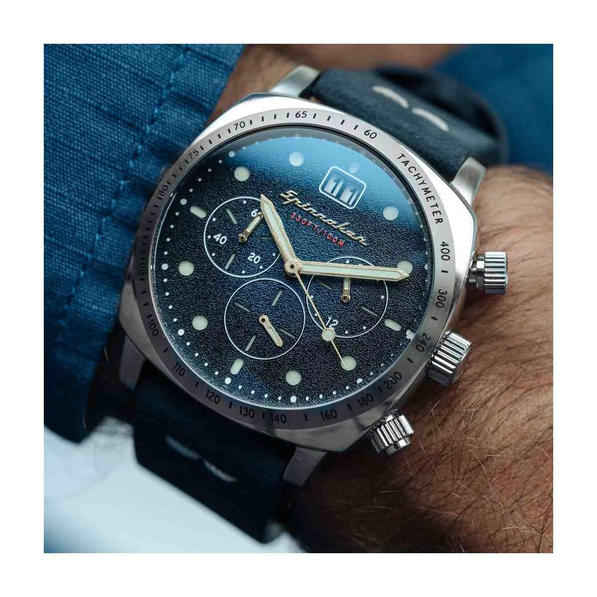 Montre Homme Spinnaker HULL Chronographe Cadran bleu Bracelet cuir bleu Montre Homme Spinnaker HULL Chronographe Cadran bleu Bracelet cuir bleu