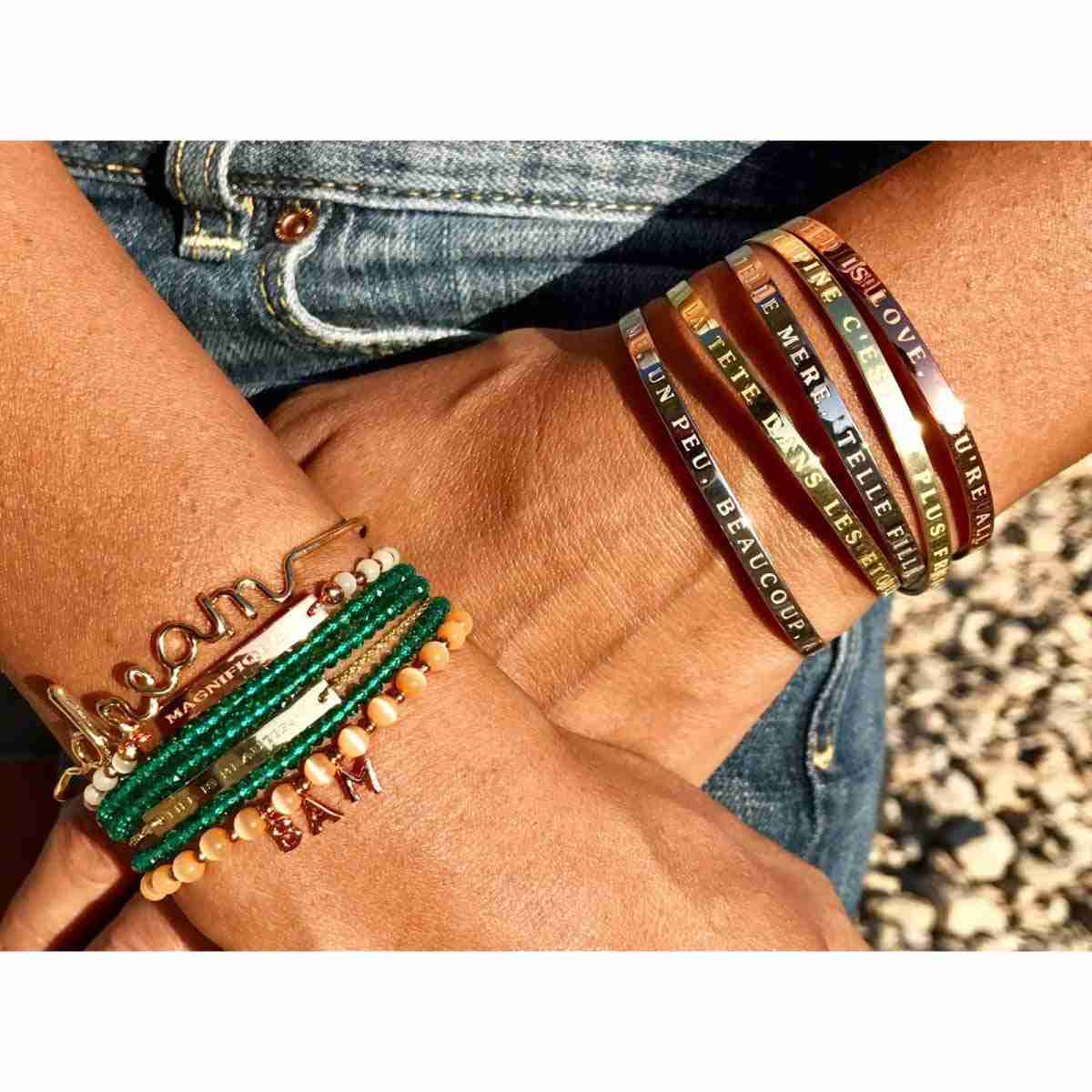 "MAMIE CHERIE" bracelet jonc argenté à message