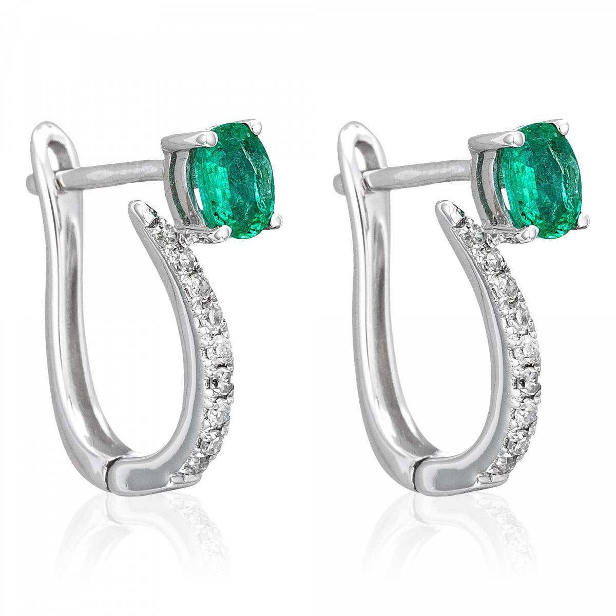 Boucles d'oreilles "Belle émeraude" Or et Diamants Boucles d'oreilles "Pétillante" Or blanc et Grenat