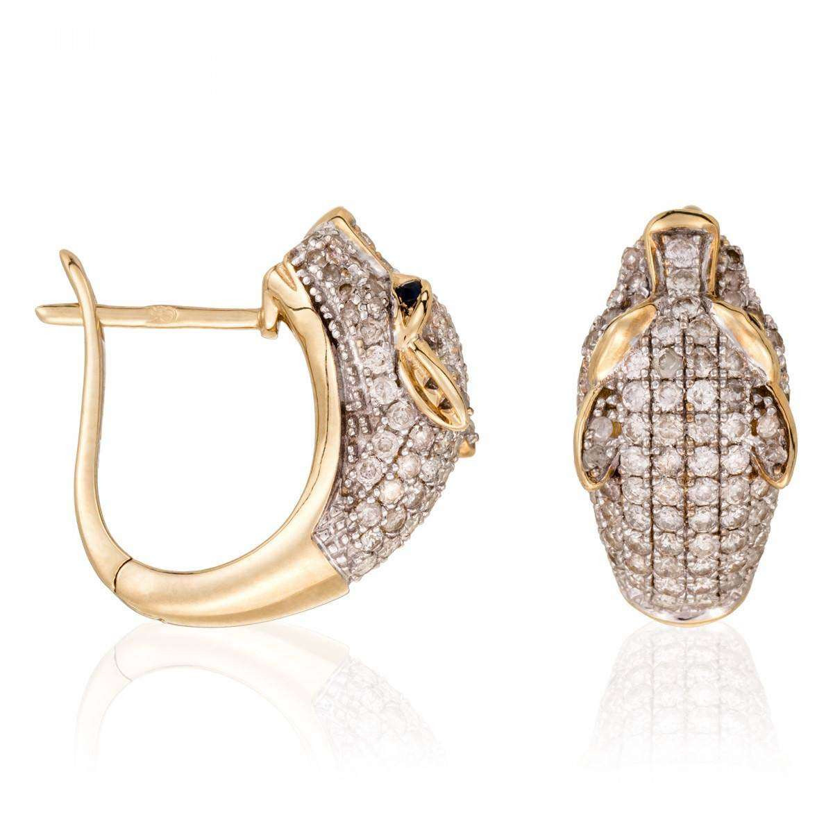 Boucles d'oreilles Or Jaune "Ma Panthère" Diamants 1,03 carat et Saphir Bleu 0,07 carat Boucles d'oreilles Or Jaune "Ma Panthère" Diamants 1,03 carat et Saphir Bleu 0,07 carat
