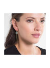 Boucles d'oreilles dorées montées d'une labradorite grise "Selma"