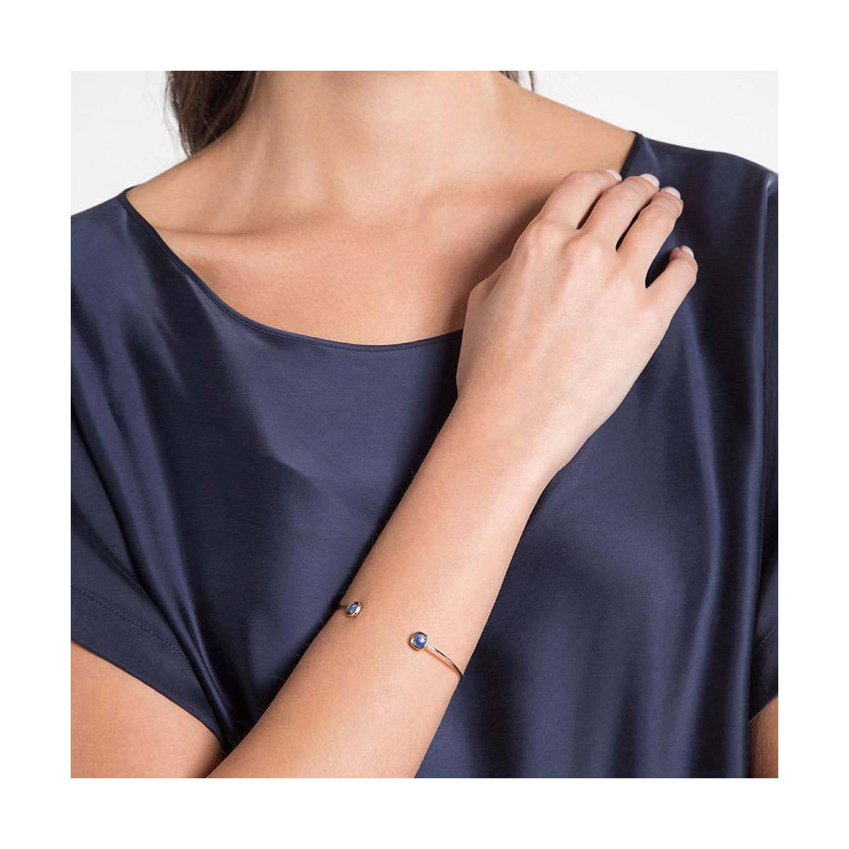 Bracelet jonc ouvert "Rosy" Lapis bleue Bracelet "Vestalis" Lapis Lazuli Laiton doré