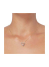 Pendentif Or Bicolore et oxydes de zirconium"Coup de Coeur" + chaîne argent offerte