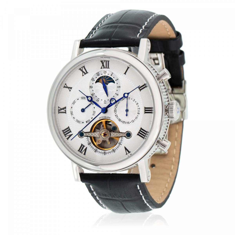 LOUIS COTTIER Montre Louis Cottier TRADITION Automatique 42 mm Argenté boitier argenté - bracelet noir HS3370C3BC1