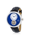 Montre Louis Cottier STORYMATIC Automatique 43 mm Bleu boitier argenté - bracelet noir - HB34330C4BC1