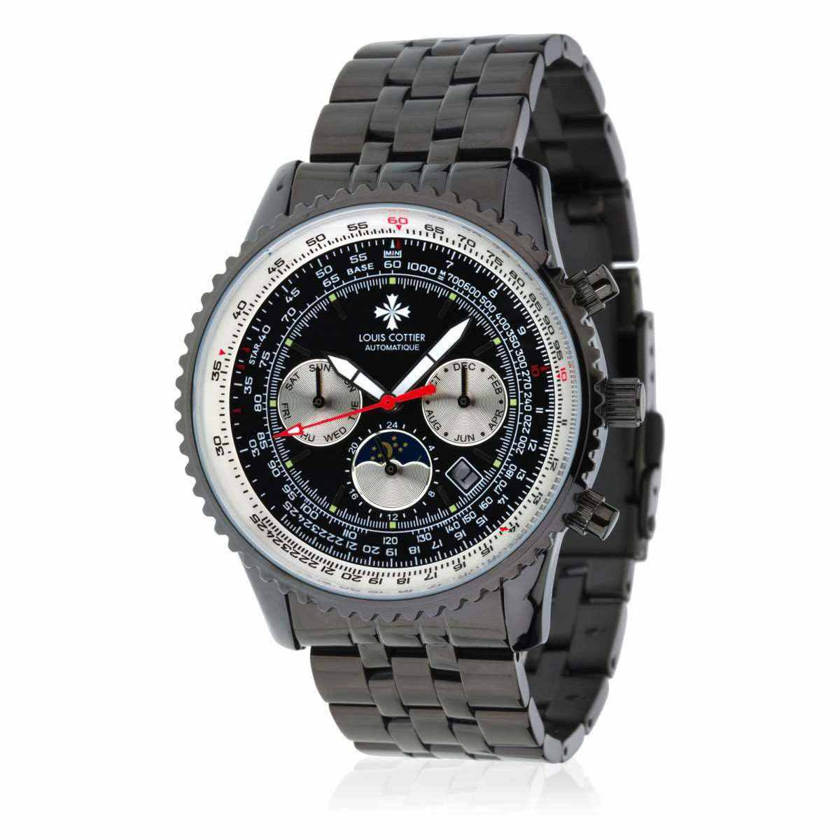 Montre Louis Cottier AIRFLY Automatique 44 mm Noir boitier noir - Bracelet noir - HB3231C1BM2