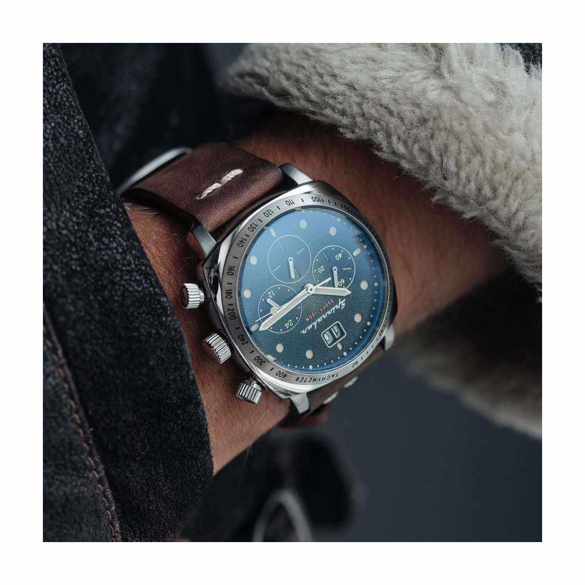 Montre Homme Spinnaker HULL en cuir marron Montre Homme Spinnaker HULL en cuir marron