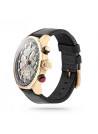 Montre Homme Foxter Avalone bracelet cuir noir, Boîtier Acier PVD Rose et fond gris - FR6043C1BC1