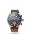 Montre Homme Foxter Avalone bracelet cuir marron, Boîtier Acier PVD Rose et fond bleu - FR6043C4BC2