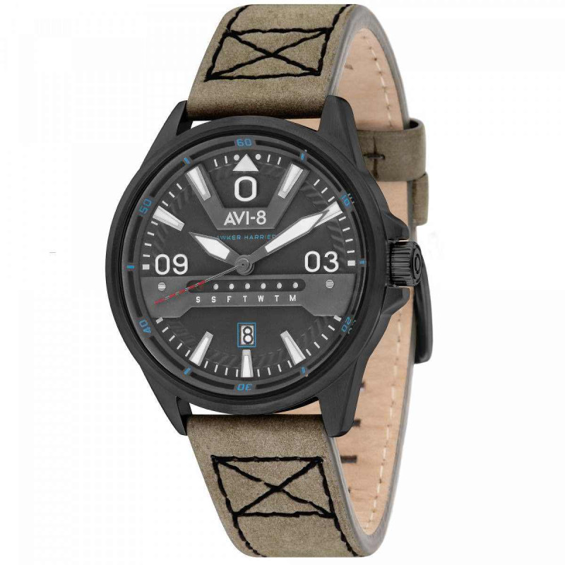AVI 8 Avi-8 Montre Hawker Harrier Ii Homme Cuir Vert Av-4063-03