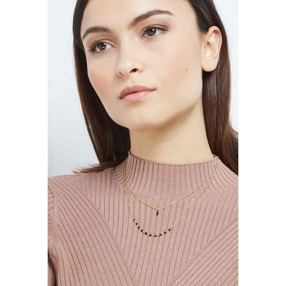 Collier "Lunaire" Jade noir et opale noire Laiton doré