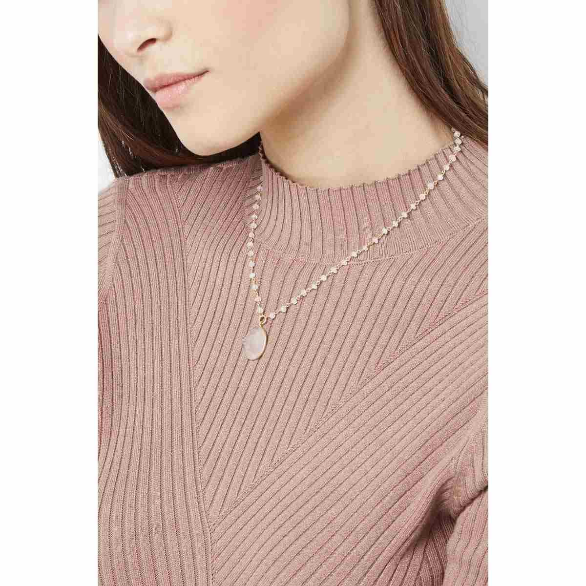 Collier "Adassa" Quartz Rose Collier "Nitescence" Quartz rose Laiton doré