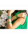 Bracelet manchette "MEXICO" Émail vert finition dorée