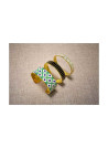 Bracelet manchette "NAIROBI" Émail multicolore bleu finition dorée