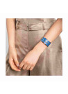 Bracelet manchette "STOCKHOLM" simili cuir Bleu finition dorée