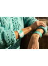 Bracelet manchette "BOMBAY" Émail mullticolore vert finition dorée