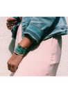 Bracelet manchette "BOMBAY" Émail mullticolore vert finition dorée