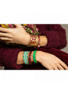 Bracelet manchette"BANJUL" finition dorée simili cuir bordeaux