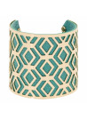 Bracelet manchette "BANGALORE" finition dorée simili cuir bleu