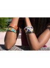 Bracelet jonc ouvert "PALMA" Émail noir finition dorée