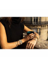 Bracelet jonc ouvert "PALMA" Émail noir finition dorée