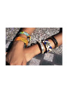 Bracelet jonc ouvert "PALMA" Émail noir finition dorée