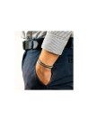 Bracelet jonc Homme AINHOA en Argent massif 925 et Cuir