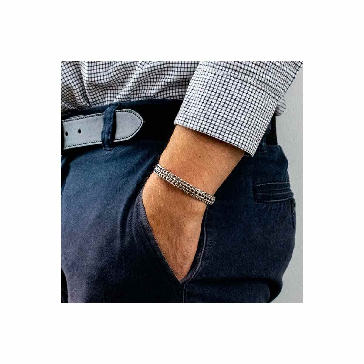 Bracelet jonc Homme AEDAN en Argent massif 925 Bracelet Homme Acier "Caelum"