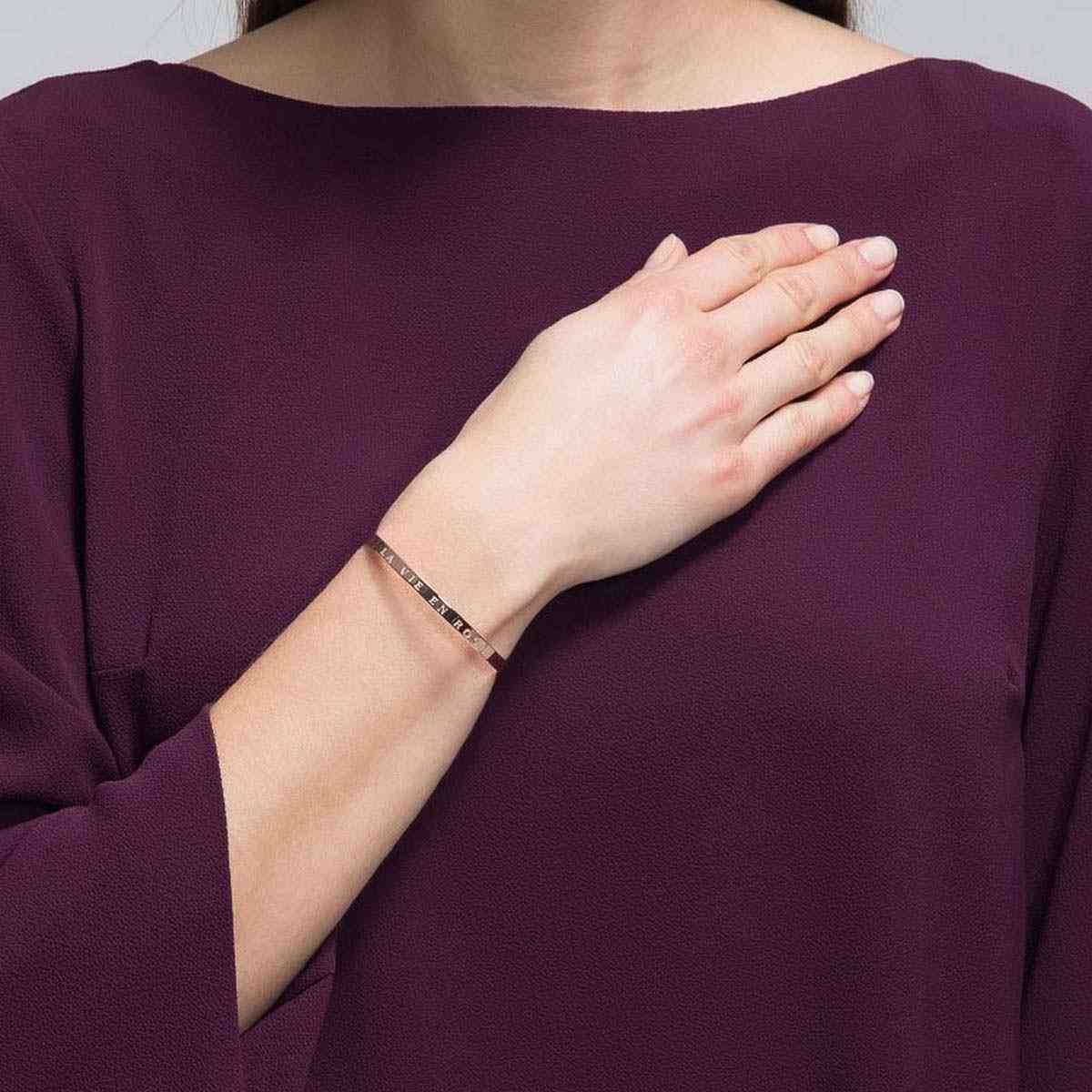Bracelet a message rose grave LA VIE EN ROSE Mes bijoux