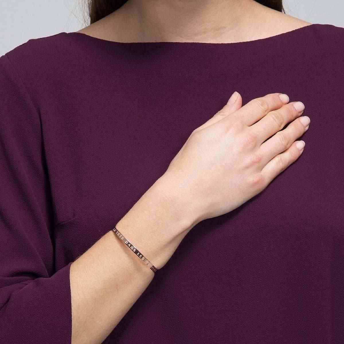 "LA TETE DANS LES ETOILES" Jonc rosé bracelet à message Bracelet à message "La Tete Dans Les Etoiles" Laiton rosé