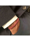 Bracelet Homme ajustable acier et perles de rocaille rouge "RED DISK STONE"