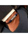 Bracelet ethnique homme en cuir marron "BLUE ROPE" | Mes-bijoux.fr