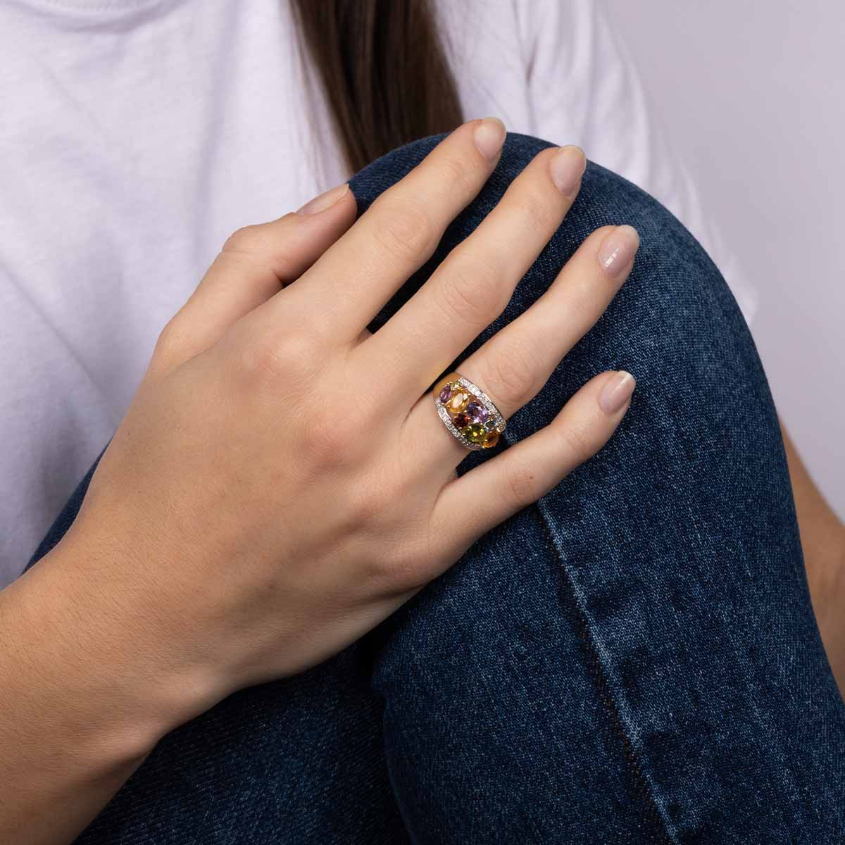 Bague "Mae" Or jaune et Pierres précieuses Bague "Rosalie" Or jaune et Multipierres